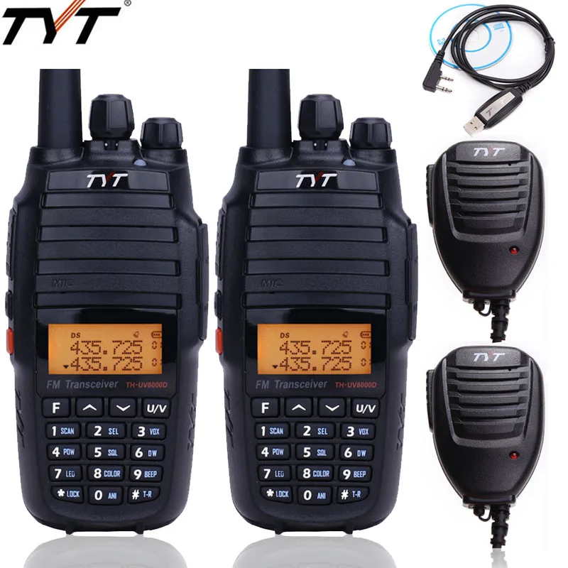 

2 шт. TYT TH-UV8000D Walkie Talkie 10 Вт High Powe двухдиапазонный VHF UHF 10 км Comunicador поперечный репитер 3600 мАч батарея Ham Radio