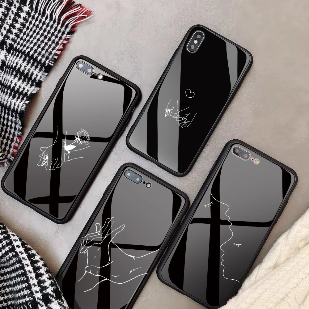 Чехол для телефона из закаленного стекла iPhone X 6 S Plus влюбленных сделай сам чехол