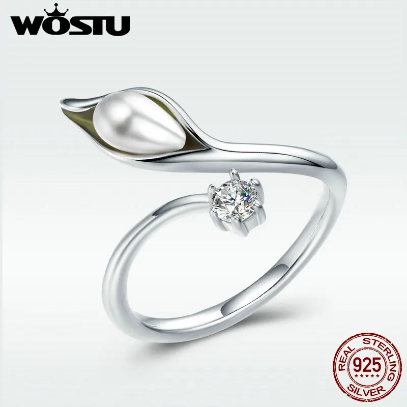 Женские кольца на палец WOSTU элегантные регулируемые из 100% натурального серебра 925