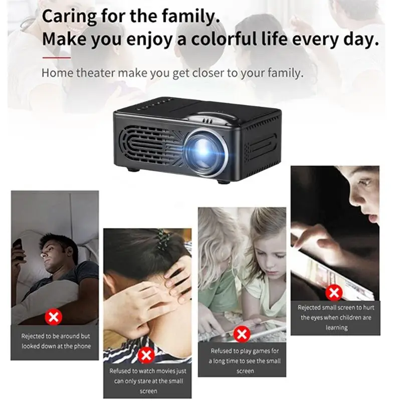 

Newest 7500 Lumens 1080P HD LED Portable Projector 320x240 Resolution Multimedia Home Cinema Movie Beamer Video Theater