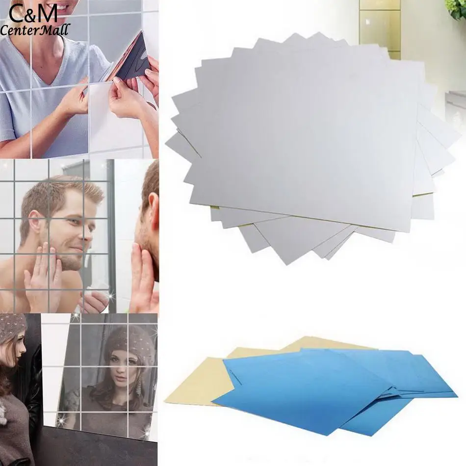 Плитка 9 шт. DIY наклейки мозаика наклейка зеркало квадратный украшения обои 3D обои домашний декор