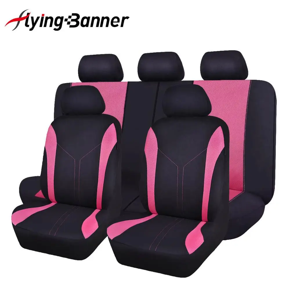 FlyingBanner, зеленый, красный, фиолетовый, розовый цвет, чехол для автокресла, универсальный чехол из дышащей сетки+ чехлы для сидений из сэндвич-ткани - Название цвета: Pink