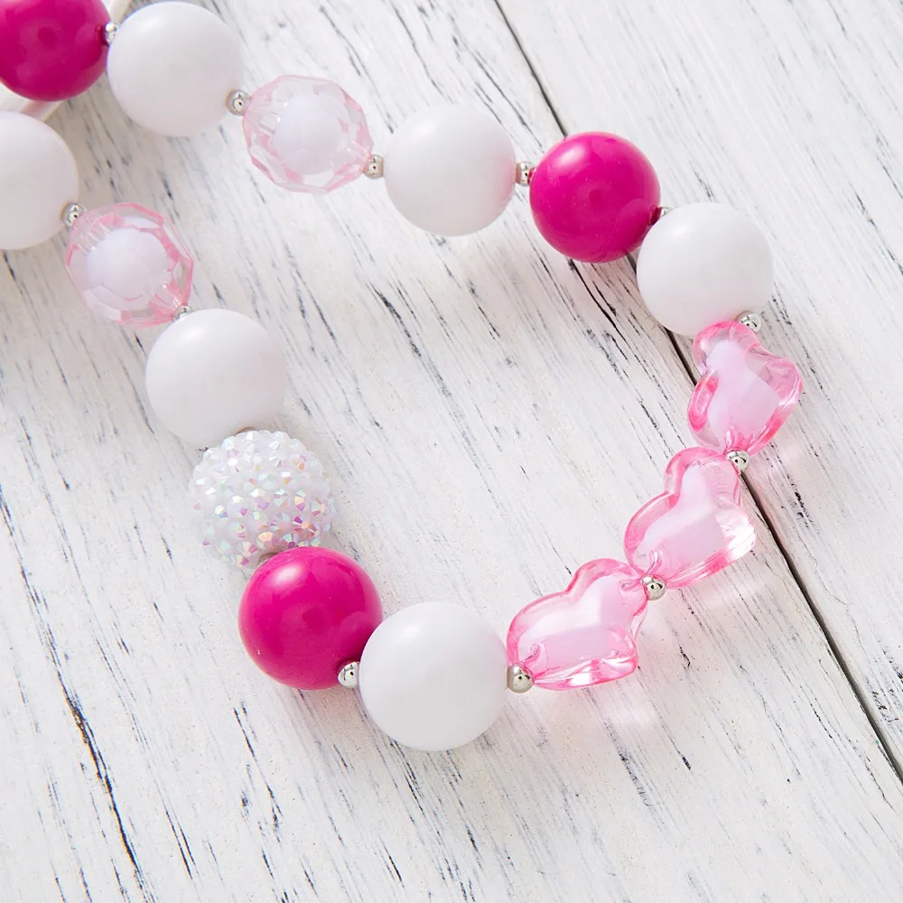 Cute Pink Bubblegum Bead Newest Design Handmade DIY Jewelry Kid Chunky Necklace Baby For Children | Украшения и аксессуары