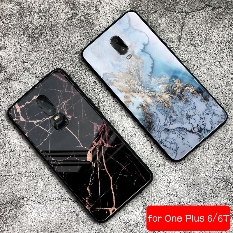 Абсолютно Новый чехол для One Plus 6T 6 мраморная крышка Закаленное стекло задняя 1 +
