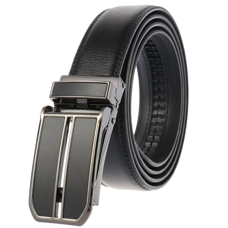 Name brand men's leather metal automatic buckle high quality leather belt leisure business belt LY133-0290-1