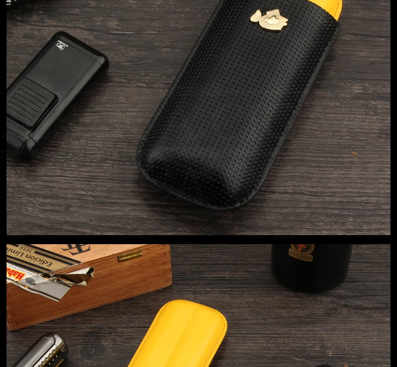 COHIBA карбоновый Портсигар кожаный мини-хьюмидор портативный держатель для сигар с подарочной коробкой