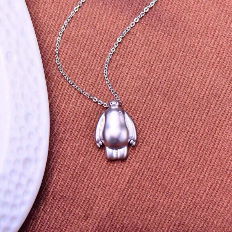 OMHXZJ Wholesale European Fashion Woman Man Party Wedding Gift White Baymax 925 Sterling Silver Necklace Pendant Charm CA106 | Украшения и