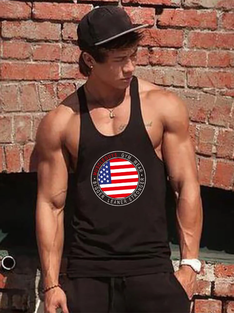 Muscleguys летняя одежда майка для тренажерных залов мужские фитнес Y Back