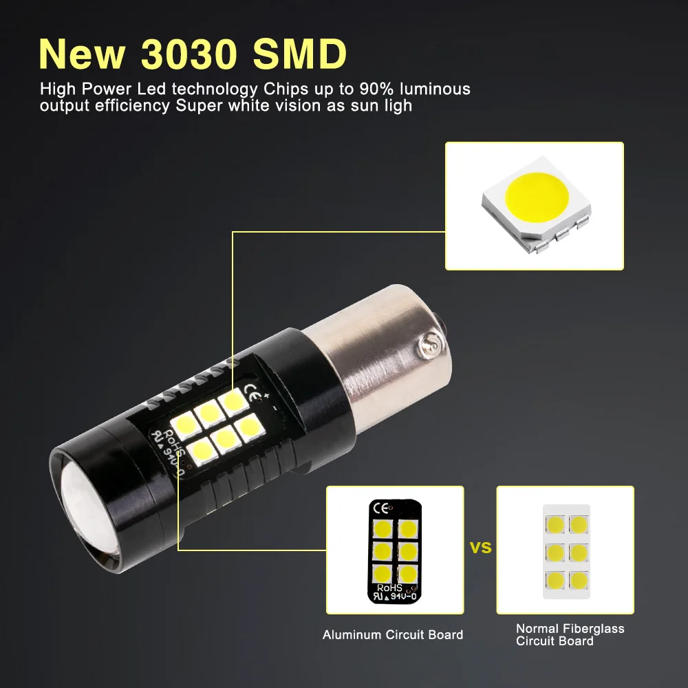 2Pcs 1156 BA15S P21W LED BAU15S PY21W BAY15D Bulb 1157 P21/5W R5W 21pcs 3030SMD Auto Lamp Bulbs Car Light 12V - 24V | Автомобили и