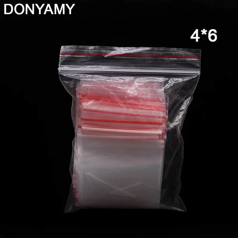 DONYAMY 100 шт. 4X6 см Закрывающиеся Пластиковые пакеты для хранения с