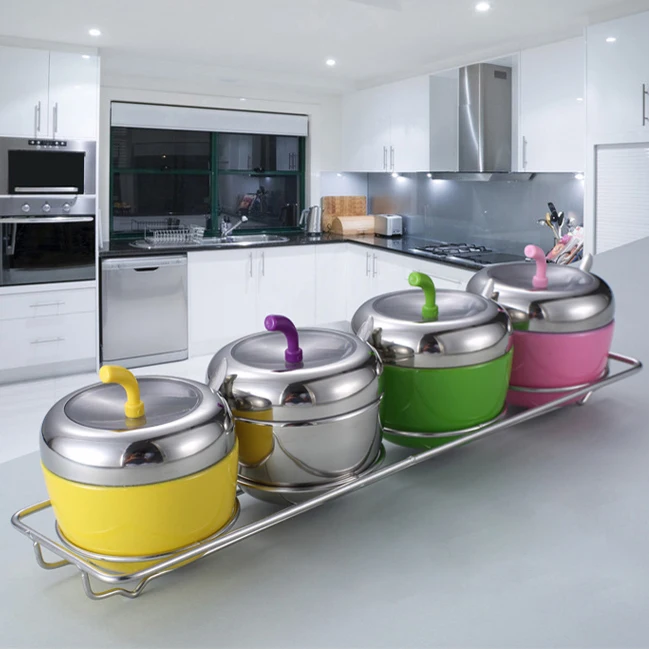 Высокое качество Нержавеющая сталь Apple сахарница приправы банку приправа горшок