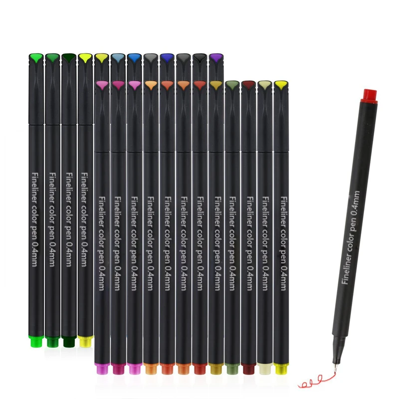 Fineliner ручки 24 цвета мелкий Наконечник цветные маркеры для рисования набор