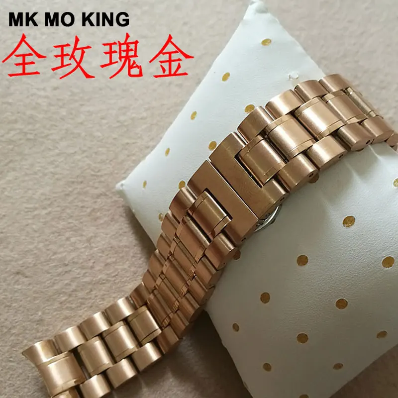 Rose gold Розовое золото нержавеющая сталь сплошной черный ремешок разрез Мужской пряжка браслет 20 мм 22 мм Мужские Женские часы аксессуары - Цвет ремешка: Rose gold