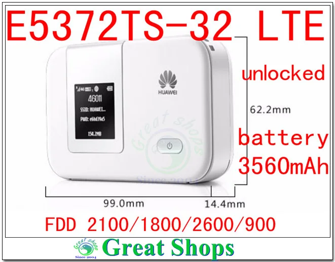 Разблокированный Wi Fi роутер Huawei E5372Ts 32 4G LTE 4g 3g lte E5372 3560mha батарея mifi модем 4g|lte 3g|wifi