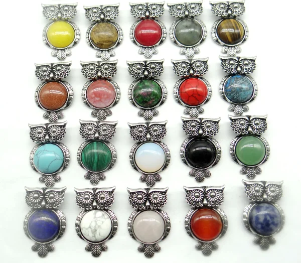 Groothandel natuursteen mix lazuli tijgeroog labradoriet kraal animal Uil Archaize zilveren вешалка Sieraden maken ketting 10