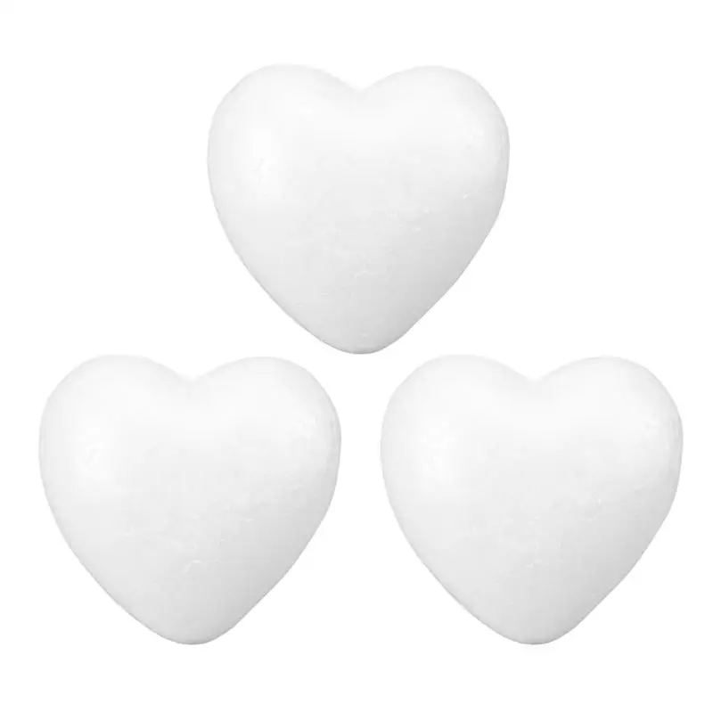 3pcs 10cm 10 шт. пенопластовый шар в форме сердца из пенополистирола для творчества и рукоделия DIY украшения Свадебные украшения 6 см(белый - Цвет: 3pcs 10cm