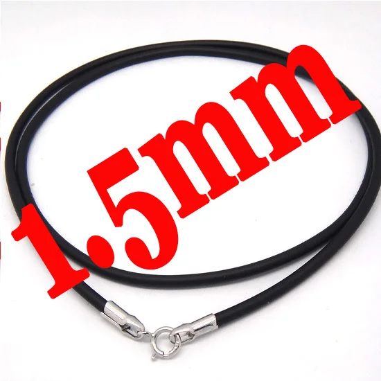 2 шт серебро 925 пробы 45 см 1,5 мм DIY ожерелье цепь черный гибкий резиновый Канат ювелирные аксессуары - Цвет: 1