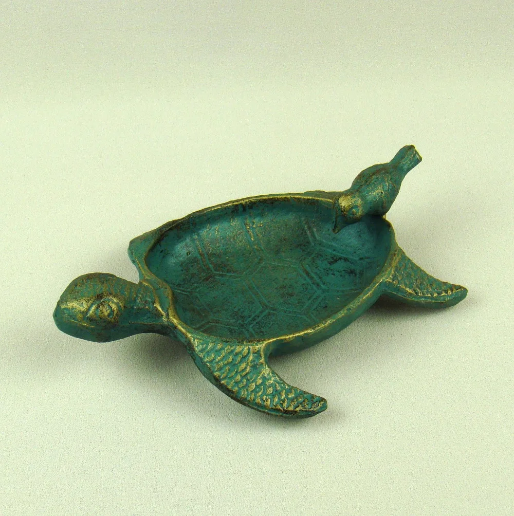 Античная бронзовая тарелка в форме черепахи декоративная медная птица лоток