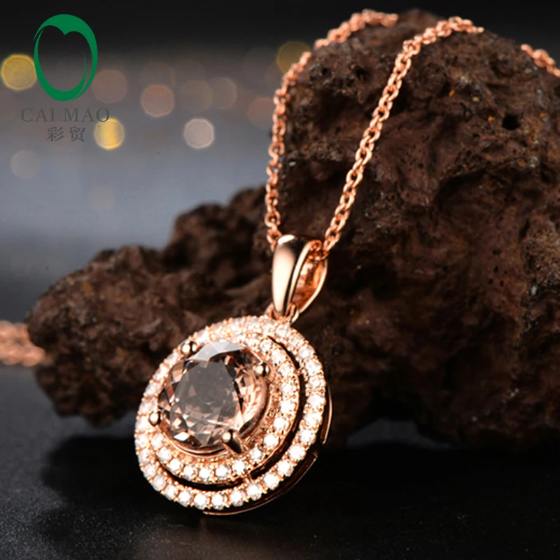 Лидер продаж 2.02ct против 8 мм круглый Morganite Алмаз Настоящее 14 К розовое золото