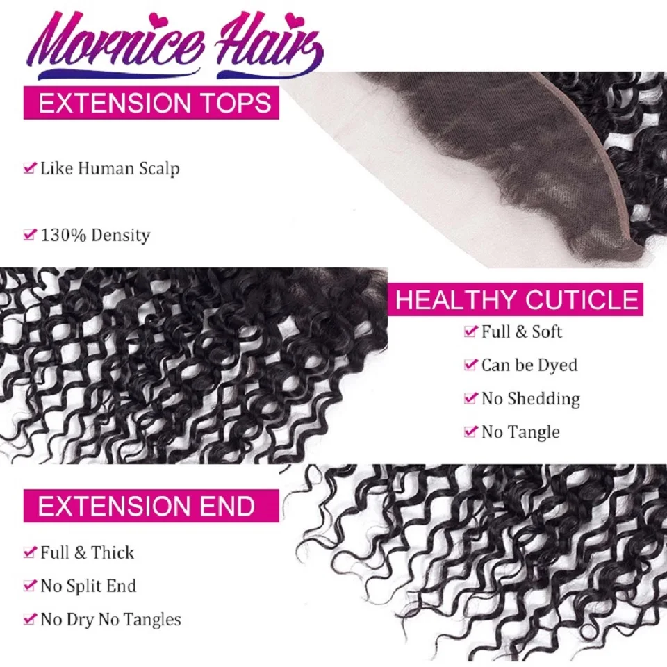 Mongolian Water Wave Lace Frontal Free Part 13x4 Ear to With Baby Hair Natural Color Non Remy Extension Mornice | Шиньоны и парики