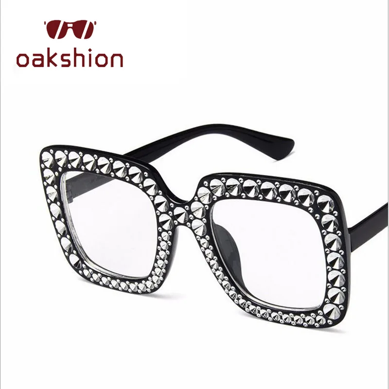 Oakshion новые модные женские туфли негабаритных оправа квадратные очки женские роскошные большая винтажная рамка Bling солнцезащитные очки UV400 оттенки