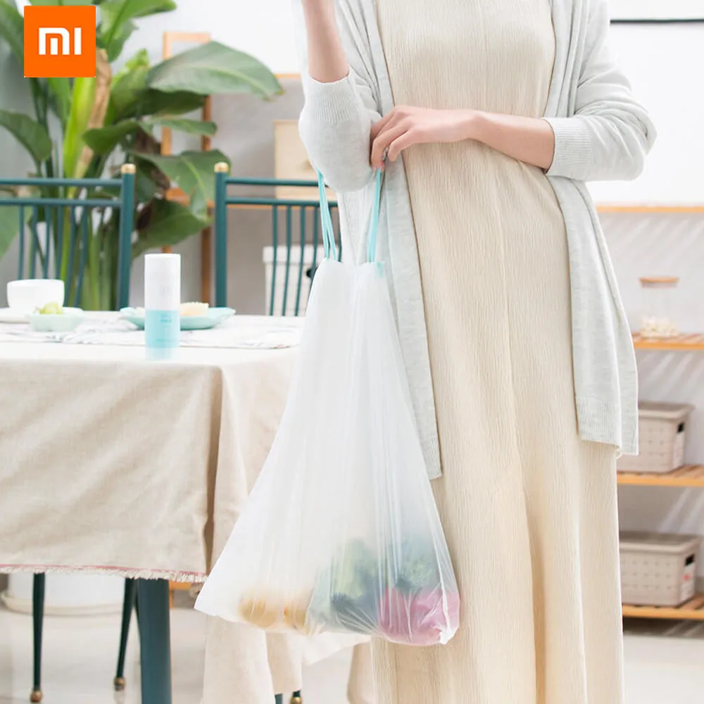 Xiaomi youpin мешок для мусора на шнурке, мешок для мусора, утолщенный материал, предотвращающий утечку, бытовой пластиковый мешок для мусора, 20 шт/1 рулон