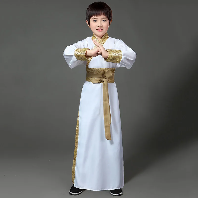 Костюм для мальчиков в стиле династии Hanfu Классический сатиновый костюм DNV10711 |