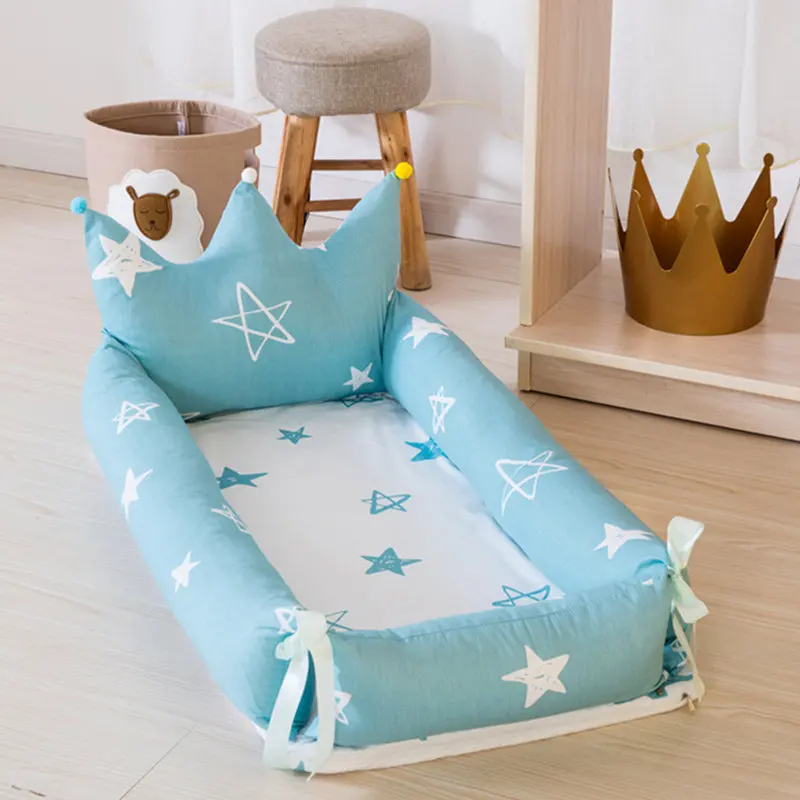 ALWAYSME 90X55 см детские кроватки и колыбели прикроватные кроватки Moses корзины переносные кроватки для малышей дорожные кровати - Цвет: Blue Ocean Star