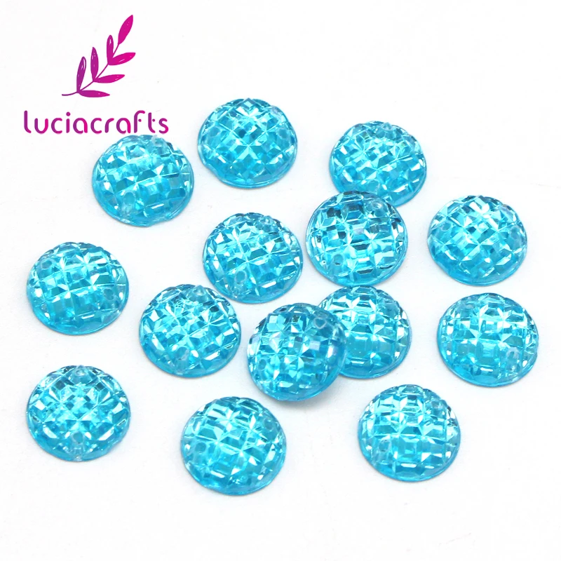 Lucia crafts, 50 шт./лот, круглые пришивные камни, акриловые стразы с плоской задней стороной, стразы для шитья, 10 мм, D1204