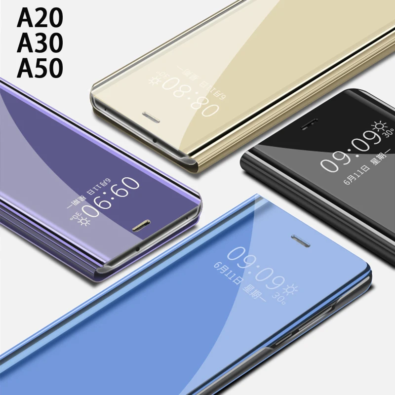 Чехол для телефона с откидной крышкой и умным зеркалом чехол Samsung galaxy A20 A30 A50