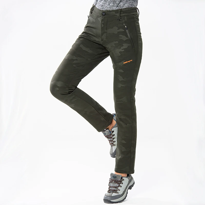 Женские камуфляжные брюки Detector теплые водонепроницаемые походные из софтшелла