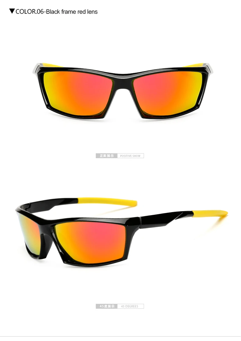 red lens Ретро мужские поляризованные солнцезащитные очки HD линзы Квадратные Солнцезащитные очки женские автомобильные безопасные очки для вождения черные очки ночного видения gafas 1005 - Цвет линз: red lens