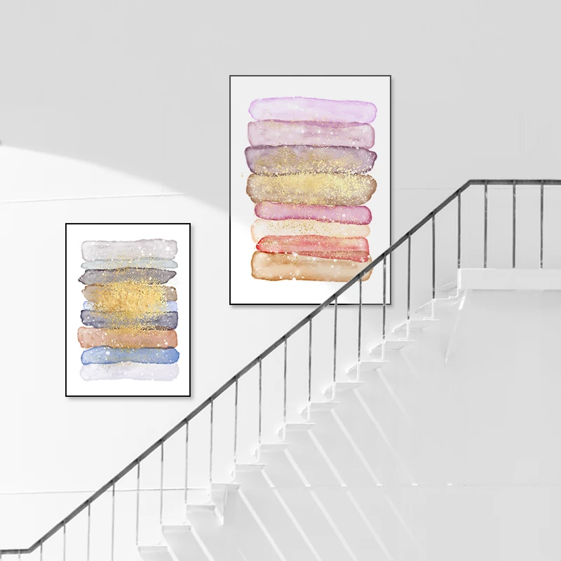

Abstract Color strpes Pink Blue Color block Canvas Art Wall Pictures Posters And Prints For Living Room Morden Home Decor Nordic
