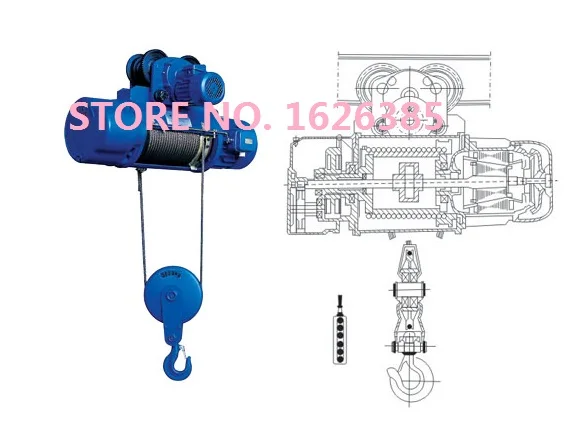 0.25T-20T CD1 electric wire rope Hoist with trolley, 380V/50Hz, 3-PHASE electric lifting crane steel rope rigging hardware