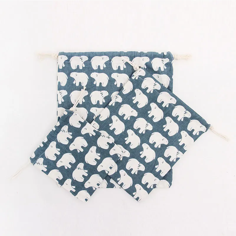 

Yesello Big White Bear Gift Bags for Children Cotton and Linen Drawstring Pouch Small Jewelry Travel Drawstring Bags