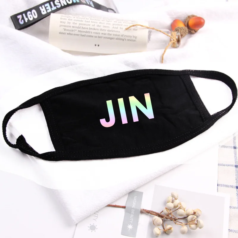 1 шт., Хит, Kpop, дважды, черный, розовый, для фанатов, маска для лица, рот, унисекс, муфтовый респиратор, противопылевые маски для лица, маска с лазерными буквами - Цвет: JIN
