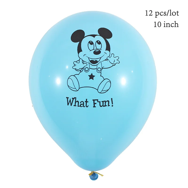 blue mickey 12 шт./лот Микки Минни воздушные шары в форме мыши синий мальчик розовый девочка мультфильм день рождения украшения Дети с днем рождения шары - Цвет: blue mickey