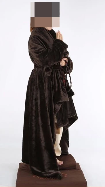 Зимняя теплая фланелевая накидка унисекс для буддистского монаха йоги плащ