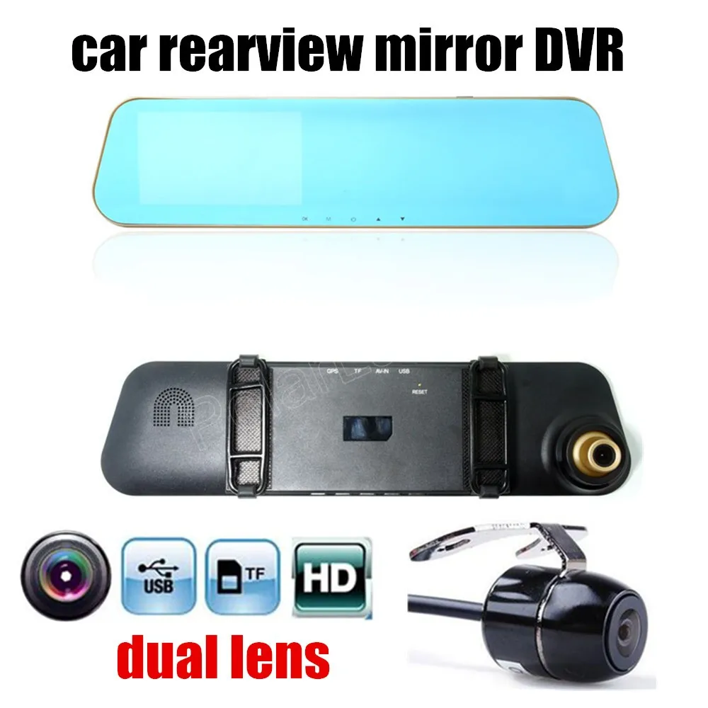 best selling dual lens 4.3 inch car rearview mirror DVR full HD 1080p video recorder with camera reverse vehicle dash cam