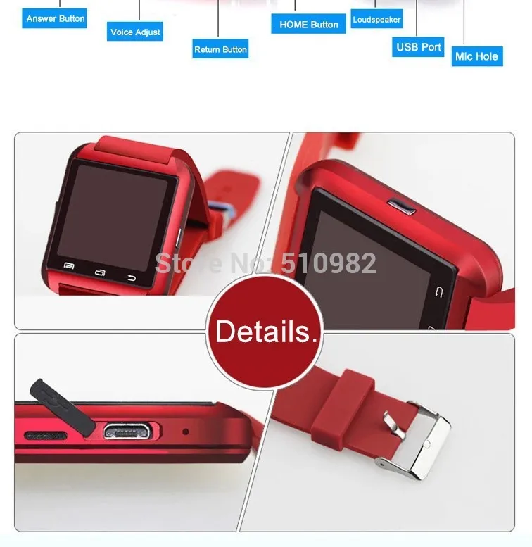 2015 новые Bluetooth смарт часы U8 SmartWatch аксессуары iPhone или 4S 5 5Snew. S4 примечание Android