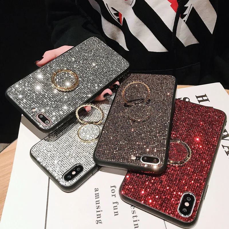 Роскошный блестящий винтажный Чехол винного цвета с подставкой для iPhone 7 7Plus 8 6s 6