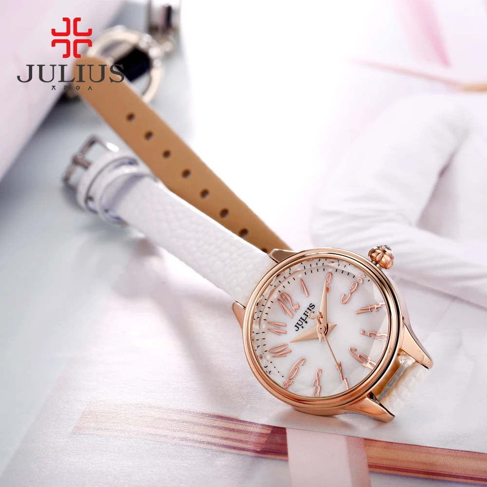 JULIUS JA 932 Новинка зимы крокодил из натуральной кожи ремешок розового золота часы