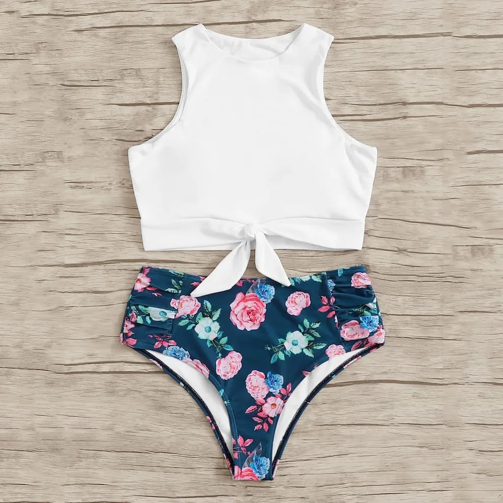 Бикини 2019 купальник женский с высокой талией танкини комплект бикини женская