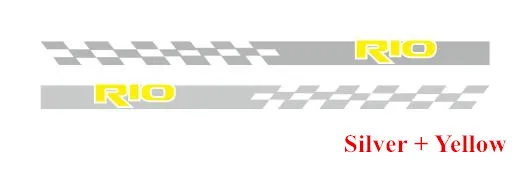 Silver-Yellow Гоночный флаг полосы наклейки для KIA RIO хэтчбек седан двери автомобиля боковая юбка Стикеры Авто аксессуары кузова виниловые наклейки - Название цвета: Silver-Yellow