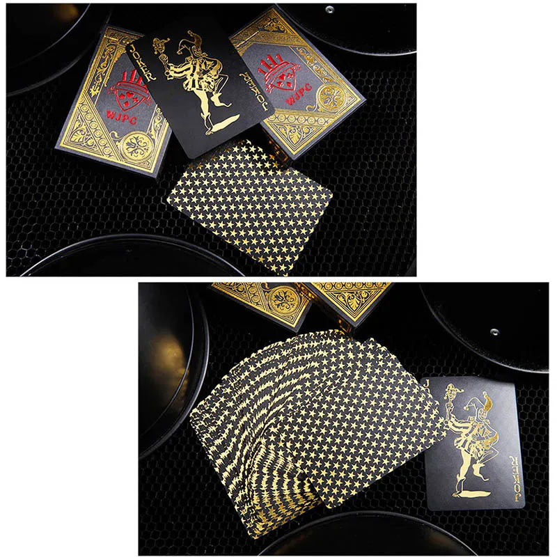 55 шт. игральные карты черная позолоченная тонкая Водонепроницаемая гладкая ПВХ