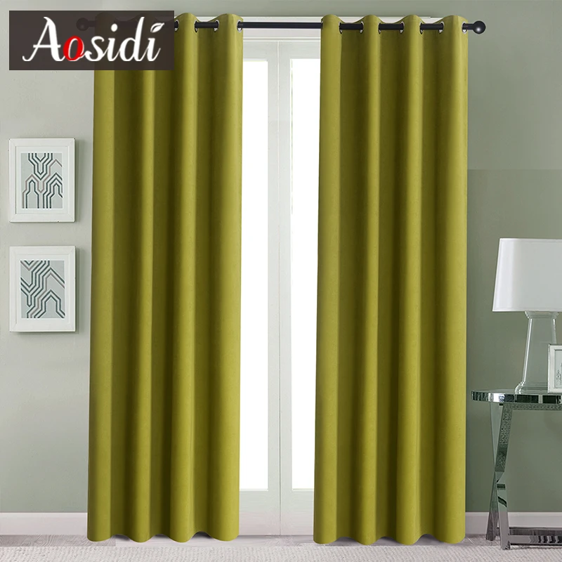 Green Curtains Современные бархатные шторы для окна гостиной Затемняющие шторы сплошного цвета для спальни тканые шторы по заказу 90% Затенение готовых штор - Цвет: Green Curtains