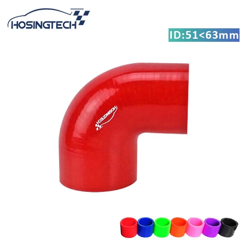 

HOSINGTECH- brand quality factory price 63mm to 51mm(2.5"-2") red 90degree silicone intercooler turbo hose