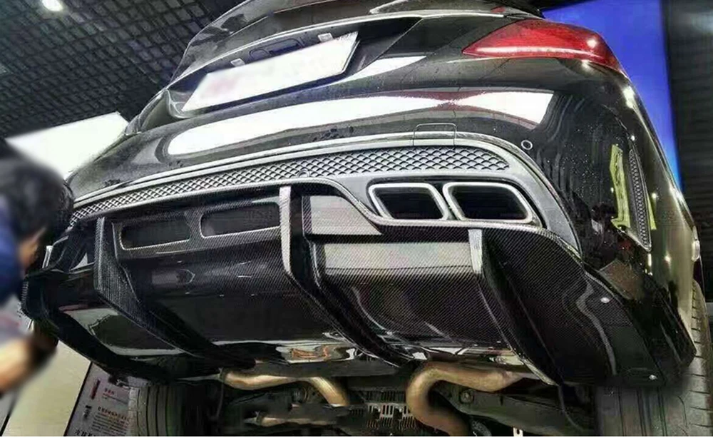 P Стиль углеродного волокна задний бампер для губ Диффузор для Mercedes Benz C Class W205 C205 C63 AMG Coupe