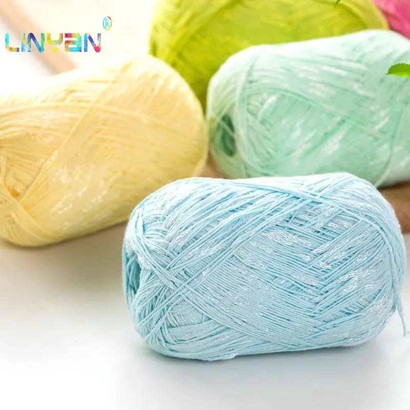 Пряжа для вязания ручная вязка крючком шелк с блестками 5 шт. оптом t49 | Дом и сад