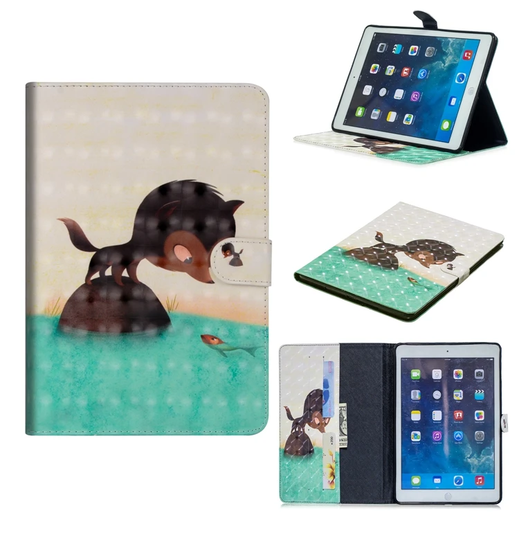 СПС Coque iPad Pro 9,7 чехол милый кот кожаный флип бумажник телефонные чехлы для iPad Pro 9,7 A1673 A1674 A1675 iPad 7 крышка Etui